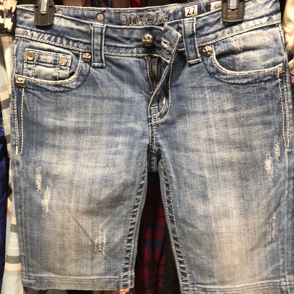 Half Wash Denim Shorts